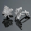 Men Clover Rose Pattern Cufflinks, Color: Silver Maple Leaf