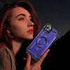 For iPhone 14 Plus Lens Holder MagSafe Phone Case(Purple)