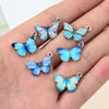 10pcs / Set Butterfly Charms Earrings Necklace Bracelet Accessories DIY Material(Pure Blue)