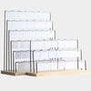 Wooden Base Iron Multi-Layer Earrings Storage Display Rack Can Hang Jewelry Display Shelf, Style: 4 Layers (White)