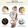 WeiQin Women Fashion Hollow Chain Bracelet Crystal Inlaid Dial Quartz Wrist Dress Watch(Rose Gold + White)
