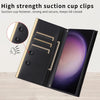 For Samsung Galaxy S21 Ultra 5G Crossbody Rhombic Sucker Leather Phone Case(Black)