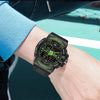 SANDA 6025 Dual Time Digital Display Luminous Calendar Waterproof Multifunctional Men Sports Quartz Watch(All Black)