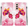 For Samsung Galaxy S22+ 5G Crystal Texture Colored Drawing Leather Phone Case(Pink Butterflies)