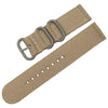 Washable Nylon Canvas Watchband, Band Width:20mm(Khaki with Silver Ring Buckle)