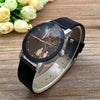 Couple Back View Pattern Leather Strap Quartz Watch(Black for Man)