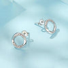S925 Sterling Silver Platinum Plated Lucky Mobius Ring Stud Earrings(SCE1715)