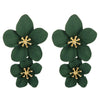 1 Pair Ladies Fashion Geometric Flower Earrings(Dark Green)