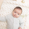 50x50cm New Born Baby Knitted Wool Blanket Newborn Photography Props Chunky Knit Blanket Basket Filler(White)