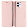 For iPhone 11 RC01 Dual-Folded Magnetic Suction RFID Leather Phone Case(Pink)