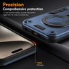For Samsung Galaxy S25 5G Metal Ring 360 Degree Rotating Holder PC Hybrid TPU Phone Case(Navy Blue)