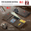 For Samsung Galaxy S24 Ultra 5G DG.MING M6 Series RFID Tri-fold Card Bag Removable Leather Phone Case(Coffee)