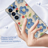 For Samsung Galaxy S25 Ultra 5G IMD Double Piece Simple Fresh Shockproof Phone Case(Blue Flower)