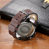 CAGARNY 6820 Men Dual Movement Red Face Leather Strap Quartz Watch(Brown)