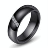 Simple Nano Ceramic Ring Trend Titanium Steel with Zircon Rings, Ring Size:9(Black)