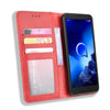 For Alcatel 1V (2019) with Fingerprint Hole Magnetic Buckle Retro Crazy Horse Texture Horizontal Flip Leather Case with Holder & Card Slots & Photo Frame(Red)