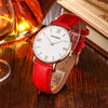 CAGARNY 6812 Concise Style Ultra Thin Quartz Wrist Watch with Leather Band for Women(Red Band)
