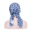 Stretch Printed Turban Big Tail Hat Flower Cloth Curved Turban Hat, Size:M 56-58cm(Geometric Navy)