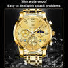 OLEVS 2859 Men Multifunctional Luminous Waterproof Quartz Watch(Gold)