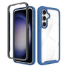 For Samsung Galaxy S24 FE 5G Starry Sky Solid Color Shockproof TPU Clear PC Phone Case(Dark Blue)