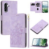 For Samsung Galaxy A36 5G Tulips Embossed Leather Phone Case with Lanyard(Purple)