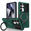 For Samsung Galaxy S25 Ultra 5G Sliding Camshield MagSafe Holder TPU Hybrid PC Phone Case(Deep Green)