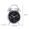 4.5 Inch Electroplated Metal Ring Bell Alarm Clock Quartz Clock With Night Light ?, Style: Black