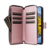 For Samsung Galaxy A54 Nine-card Slots Zipper Wallet Bag Leather Phone Case(Rose Gold)