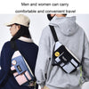 Y9574 Canvas Crossbody Single Shoulder Backpack Light Sports Chest Bag Black+Lanyard