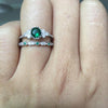 2 PCS/Set Women Fashion Zircon Gemstone Ring 10(Green)