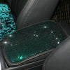 Car Diamond Armrest Box Cushion Personalized Car Decorations Dirt And Non-Slip(Black Green Diamond)