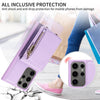 For Samsung Galaxy S25 Ultra 5G Crossbody Lanyard Zipper Wallet Leather Phone Case(Purple)