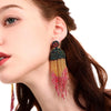 Ethnic Earrings Handmade Beaded Bohemian Tassel Earrings, Colour: Green E68671