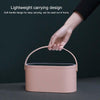 Portable Cosmetic Case Cosmetic Storage Box with Handle & Makeup Mirror & Table Lamp (White)