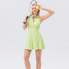 Lapel One-piece Tennis Skirt Quick-drying Breathable Waisted Sports Dress, Size: S(Brown)