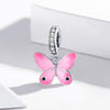 S925 Sterling Silver Pink Butterfly Pendant DIY Bracelet Necklace Accessories