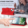 For iPhone 13 mini Tulips Embossed Leather Phone Case with Lanyard(Red)
