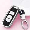 Electroplating TPU Single-shell Car Key Case with Key Ring for Mazda 3 AXELA / CX-8 / CX-5 / CX-4 / 6 ATENZA (Silver)