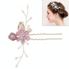 Fashion Flower Hair Combs Headdress Prom Bridal Wedding Hair Accessories Gold Leaves Hair Jewelry Hair Pins(Purple 2 flower)