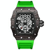 BINBOND B6577 Barrel Shape 30m Waterproof Sports Quartz Watch(Green Silicon-Black-Black)