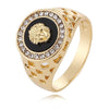 Hip Hop 18K Gold Plated Lion Head Rhinestone Ring for Men, US Size: 8, Inner Diameter: 18mm, Perimeter: 57mm(Gold)