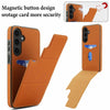 For Samsung Galaxy S25 5G Tri-fold Holder Leather Phone Case with Card Slot(Brown)
