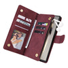 For Samsung Galaxy S25 Ultra 5G Multifunctional Frosted Zipper Wallet Leather Phone Case(Wine Red)