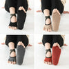 Non-slip Backless Cross Strap Five-finger Yoga Socks(Half Fingers Red)
