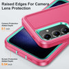 For Samsung Galaxy S24+ / S25+ 5G Rugged PC Hybrid Silicone Phone Case with Holder(Rose Red+Light Green)