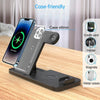 4-in-1 Foldable Desktop Mobile Phone Watch Earphones Wireless Charger(Black)