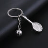2pcs Simulation Tennis Racket Metal Key Chain Small Gift(BY-297)