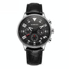 Ochstin 6050B Multifunctional Quartz Men Leather Watch(Silver+Black)