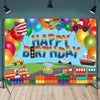 180x110cm Train Fire Truck Party Background Cloth