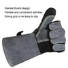 Cowhide BBQ Gloves Thickened Anti-hot Oven Welding Protection Gloves, Specification: A2416 14 inch Gray